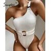 Silver Snake print piece swimsuit female String monokini Sexy one shoulder swimwear women Hollow out bathing suit 210414