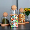 Vorratsglas aus Holz für die Küche, Einmachgläser mit Deckel, Glasflaschenbehälter, Müslispender, Kanister