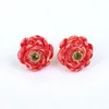 Boucles d'oreilles collier perroquet Rose série ensemble émail couleur émaillé rouge fleur oiseau Long Bracelet anneau en gros pour femme