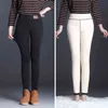 Oumengk mode hoge taille herfst winter vrouwen dikke warme elastische broek kwaliteit S-5XL broek strak type potlood 211115