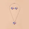 New Fashion Rhinestone American Flag Necklaces för Kvinnor Star Heart Shape Kvinnors Örhängen Gåvor Smycken Ställer in Factory Outlet Q0709