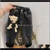 Spodnie Odzież Baby, Maternity Drop Dostawa 2021 2-6 lat Winter Girls Boys Cute Cartoon Bear Dżinsy Pant Baby Dzieci Dzieci Grube Ciepłe FL