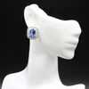 18x15mm creato viola tanzanite bianco zircone argento orecchini orecchini quotidiani indossare intera goccia