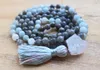 Labradorite naturelle 108 Colliers de perles Mala Méditation Mala Collier Yoga Bijoux Collier de pompon Collier de prière noué à la main 210331