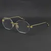 2021 Rimless Women gift Eyewear Accessories Fashion Sunglasses Frames Cat Eye Eyeglasses Large Square Glasses with box C Decoration 18K gold masculino e feminino