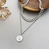 17KM Retro Portrait Coin Pendant Big Thick Chain Necklace For Women Exaggerated Chain Choker Geometric Round Necklaces Jewelry