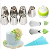 Russo Tulipa Tubulação Tulipa Tulipa De Aço Inoxidável Flor Creme Bolo Pontas de Pastelaria Folha Bocalhos Saco De Silicone Cupcake DIY Sobremesa