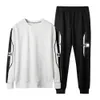 Spring Sweatshirts Suit Män Casual Pullover Round Neck Top och Long Pant Two Piece Set Fashion Patchwork Sports Suit 210518