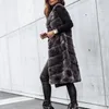 Höst/vinter lång fashionabel rundhalsad pälsväst Jacka Coat