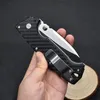 Wysokiej jakości Odkryty Survival Nóż składany D2 Satin Drop Point Blade Włókno węglowe + Blacha ze stali nierdzewnej Hiking Camping Noże EDC