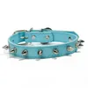 2021 Punk Rivet Avoid Bite Dog Collar Candy colors pu leather leash collars pet puppy supplies red blue black blue