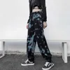 Pantalon de sport vintage Tie-Dye pour femmes Harajuku Goth Pantalon Baggy Joggers Printemps Été Pantalon ample Pantalon noir Plus Taille 210527