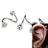 Otros 1 unids 5 unids Cristal Doble Bolas ed Helix Cartílago Pendiente Piercing Joyería Del Cuerpo Calibre 18G S Oreja Labret Anillo Steel254y