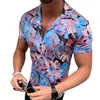 Plus Size XXXL 4XL Camisas Blusa Casual Camisas Verão Curto Confortável Hombre Tops para Homem Floral Imprimir Camisa