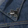 Karikatür Yaratıcı Siyah Kedi Modelleme Pop-Elemel Pin Yaka Rozetleri Broş Komik Moda Takı