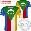 Comoros T Shirt DIY Gratis Custom Gjorda Namn nummer Des Com T-shirt Nation Flag Kem French Union Country College Skriv ut Foto Kläder X0602