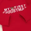 Bear Leader Christmas Clothing Sets för Baby Girls Boys Fashion Toddler Letter Print Tops Striped Pants Outfits med hattar 210708
