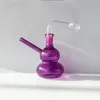 14 mm bunte Kürbisform aus Glas zum Rauchen von Wasser, gebogene Bohrinsel-Pfeifen-Tabakschale mit dickem Glasbrenner, Bubbler-Rohre, rosa, gelb, blau, grün, lila, rot, orange Farben