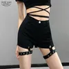 Sexy Shorts Femmes Hollow Out Bandage Punk Rock Vintage Streetwaer Lady Court Taille High Taille Portée Black 9781 210506