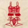 Lingerie sexy erótico pornô lingerie conjunto sutiãs conjuntos de lingerie vermelha conjunto feminino rendas bralettes sexy tiras push up sutiã calcinha erótica roupa interior porno 392