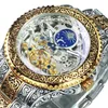 Orologi da polso Forsining Automatic Tourbillon Orologio da uomo Scheletro meccanico Orologi da uomo Top inciso Vintage Moon Phase SteelWr2664