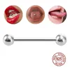 1 pc 925 esterlina prata piercing mamilo barbell langue bares anel corpo jóias para mulheres meninas piercing presente 14g