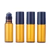 5 ml Mini Roll On etherische olie Flessen Refillable Rollerbal Bottle bruine glazen parfum oliën Containers Perfum Container Ondersteuning Logo Aangepaste