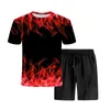 Men's Tracksuits 2021 Summer The Green Flame 3D Print Men/Women Shorts + T Shirt Suit Sets Clothing Swim Male