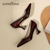 SOPHITINA Women's Shoes Personality Wine Glass High Heel Pointed Toe Female Shoes Spring Handmade Wearable Lady Pumps SO981 210513