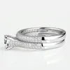 Wedding Rings een paar mode zilveren kleur glanzend strass kristal voor koppelsliefhebbers romantische vinger sieraden accessoires