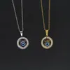 Colliers pendants Collier bleu en acier inoxydable Verre turque et pierre cristalline Or pas de couleur de fonte des bijoux 2709935