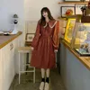캐주얼 드레스 여자 드레스 가을 2021 패션 우아한 레트로 인형 칼라 허리 허리 인쇄 꽃을위한 꽃