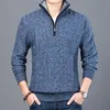 Herrtröjor Märke Dragkedja Modetröja Herr Halv 2021 Pullover Slim Fit-tröjor Stickat tjocka Höst-koreansk stil Fritidskläder Herr