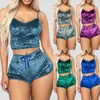 Femmes Deep V Sexy Lingerie Velours Camisole Bow Shorts Pyjamas Ensemble Sous-Vêtements Vêtements De Nuit Confortable Homewear Loung Nightwear Q0706