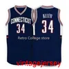 34 Ray Allen Connecticut Huskies 1996 Throwback Blue White Embroideryは、名前とNumber262Hを縫い付けました