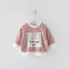 Baby long-sleeved spring and autumn style boys girls foreign blouses children's striped sweatshirts P4593 210622