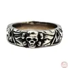 S925 Sterling Silver Punk Rings Hand Make World War Second Army Fan Medal Honor Pure Argentum Skull Jewelry for Men and Women