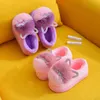 Kids Slippers Winter Children Cotton Shoes Winter Warm Pink Furry Rabbit Ears Pattern Non-slip Baby Girl Slippers Kids Shoe 211119