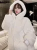 Lautaro Winter пушистый теплый мягкий белый белый негабаритный из искусственной меховой куртки женщин с длинным рукавом черная толстовка на молнии корейская толстовка 211220