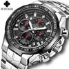 WWOOR Watches Men Top Brand Luxury Black Sports Chronograph Clock Fashion Military Big Quartz Full Steel Wristwatch Reloj Hombre X0625