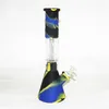 Silikon Bong Hookahs Portable Water Pipes Glass Ash Catcher Rök Unbreakable Färgutskrift Bongs