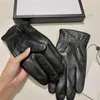 Dubbelbrev Mitten Vinter Varma Handskar Högkvalitativa Mode Black Mants Casual Sheepskin Glove För Män