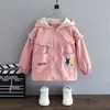 Vår sommar höst tjejer söt tecknad kanin tunn jacka baby barn barn hooded coat 211204