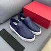 streetwear Feragamo Top casual with men designer shoes letter original carved slip on box blue Luxury Mens shoe sports TLBI