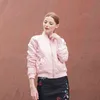Bella Spring осень стеганый бомбардировщик куртка женские пальто на молнии с длинным рукавом куртка хлопок мягкие розовые варианты одежды 211109