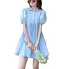 dresses for women retro lisianthus flower shirt skirt short-sleeved dress summer fashion 's clothing 210520