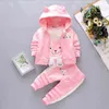 BibiCola set di abbigliamento per bambini bambini cartone animato orso inverno cotone felpa in lana vestito caldo addensare 3 pezzi ragazzi ragazze 211224