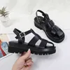 Sandales à la mode pour femmes, chaussures d'été noires, semelle épaisse, marque douce et confortable, A3638 1213
