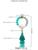 Keychains Silicone Beads Bracelet 3 Layers Fringe Cotton Tassel Wrist Key Chain Daily Gift Bangle Ring Bag Accessory Wholesale Miri22