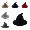 Halloween czarownica kapelusz składane mężczyźni kobiety bawełniane przędz wełny dzianiny kreator wiadro kapelusze moda solidna górna czapka szczytowi czapki dziewczyny prezenty TR0072